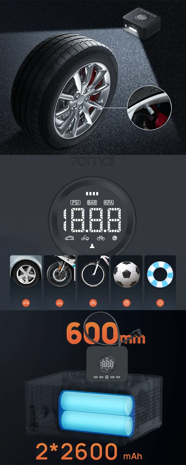 70mai Wireless 2 TP07 Nafukuje pneumatiky bez káblov