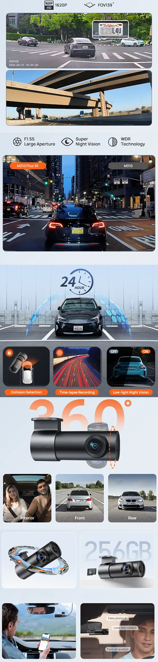 70mai M310 Plus 3K kamera do auta s 3K snímkami, ktoré povedia viac ako tisíc slov